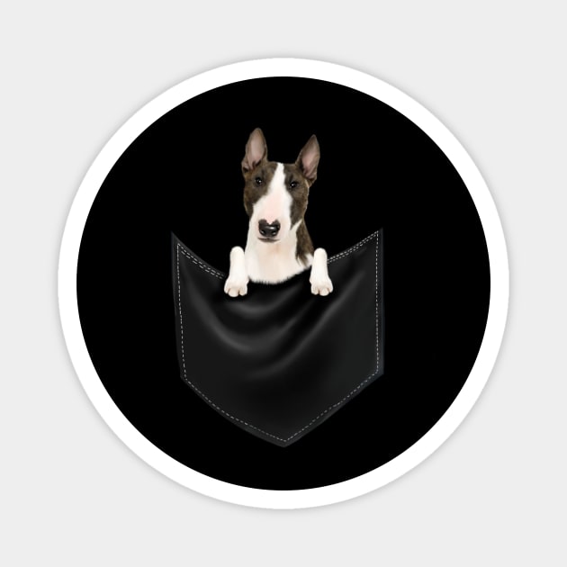 Bull Terrier dog inside Pocket, Funny Bull Terrier Lover Magnet by logiamerch